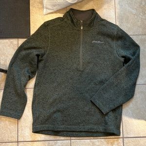 Eddie Bauer Men’s Heather Green 1/2 zip Fleece Pullover Size L